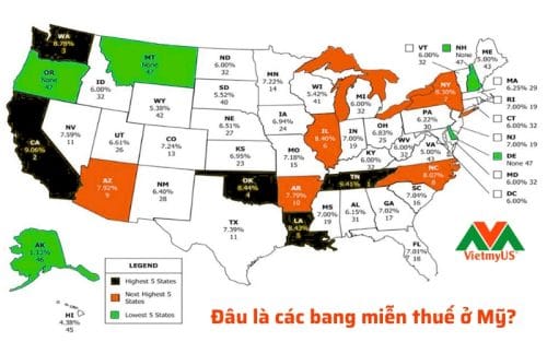 Đâu là các bang miễn thuế VAT ở Mỹ - VietmyUS